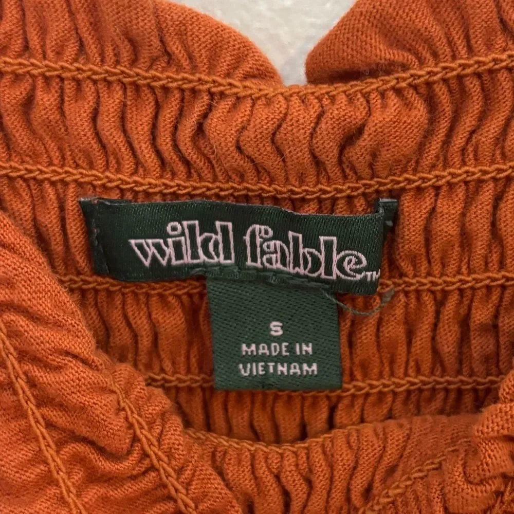Wild Fable Rust Orange Smocked Tie-Strap Women's Tank Top Size Small